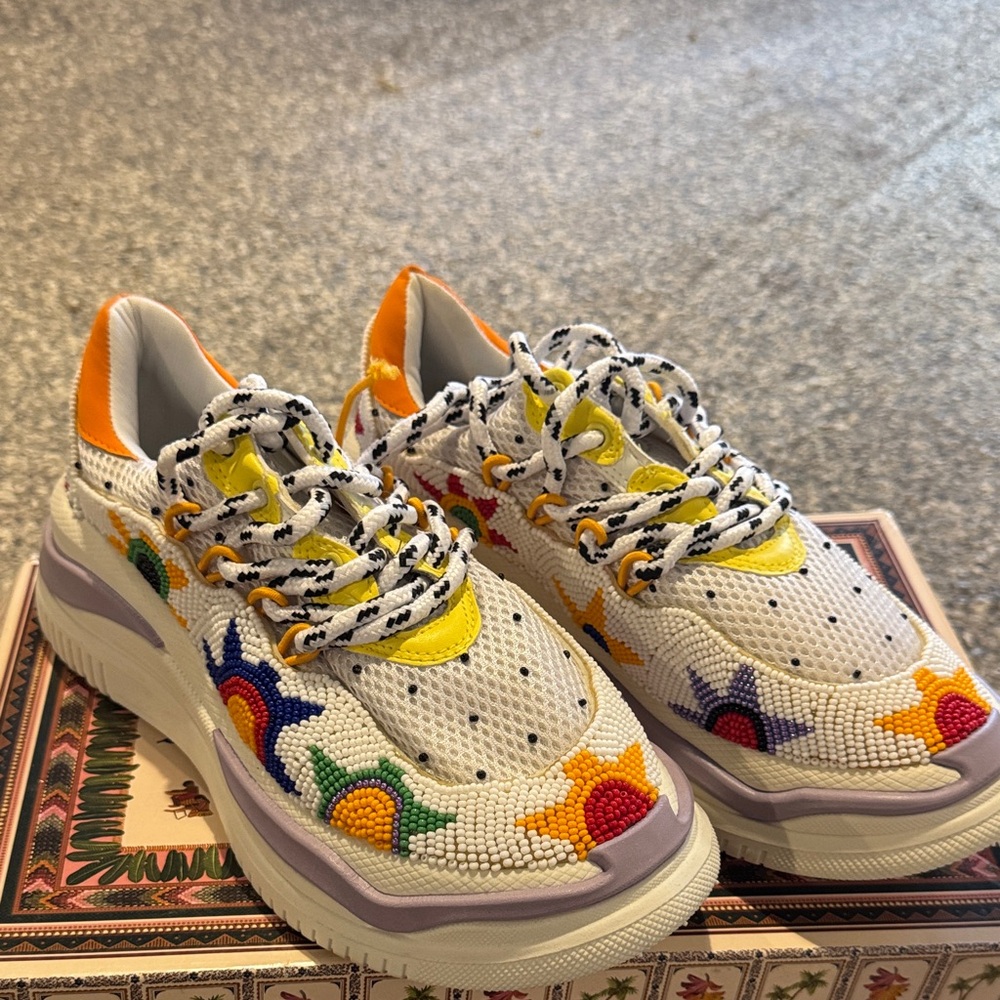 NWT Farm Rio Colorful Beaded Sneakers
